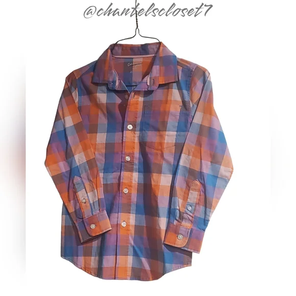 🏷2 For $20!!🏷NWT!! Cat&Jack Brand Plaid Button-Up Long Sleeve Top - Small(6/7) - Picture 1 of 9